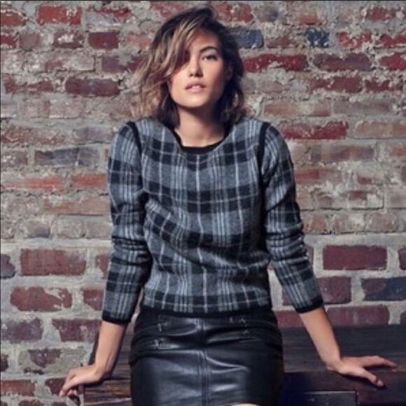 EUC Paige Denim Autry plaid wool alpaca blend sweater sz large - Picture 8 of 8